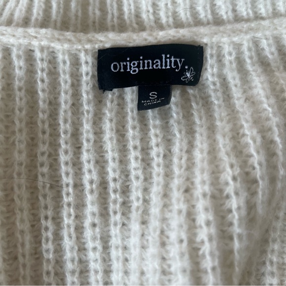 Beige Knitted Oversized Button Up Girls Size S Pastel Patchwork Cardigan - Picture 3 of 3